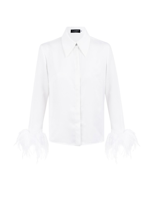 Party shirt with feathers and jewelled button 2