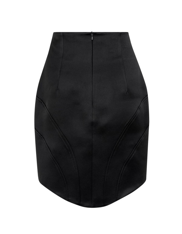 Asymmetrical satin party mini skirt 2