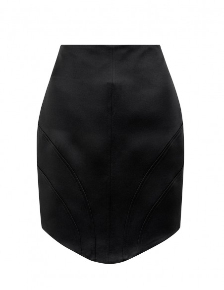 Asymmetrical satin party mini skirt
