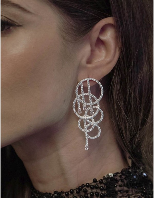 Pendientes de fiesta largos geométricos con cristales 2