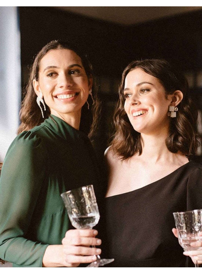 Silver plated party climbing earrings with crystals-2