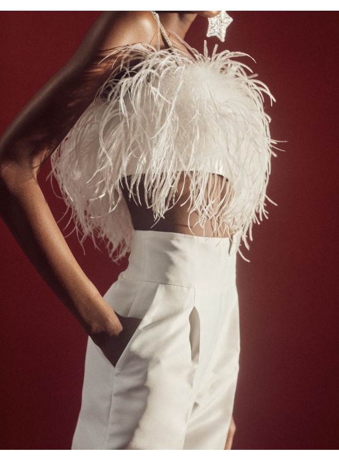 Pantalón de fiesta largo con pinzas y...