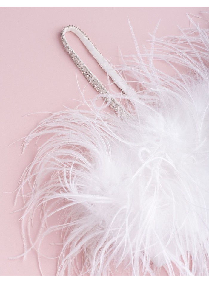 Party top with feathers and rhinestone straps