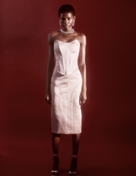 Falda de fiesta midi satinada estructurada