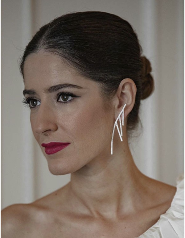 Long party earrings with rows of crystals 2