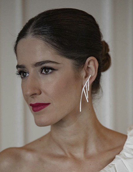 Long party earrings with rows of crystals-1