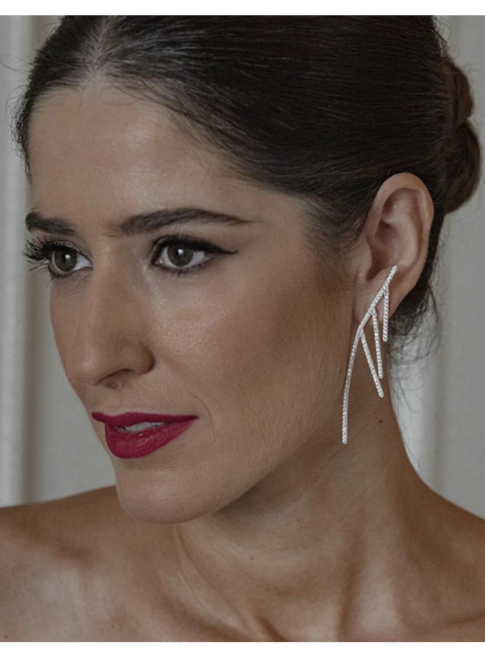 Long party earrings with rows of crystals-2