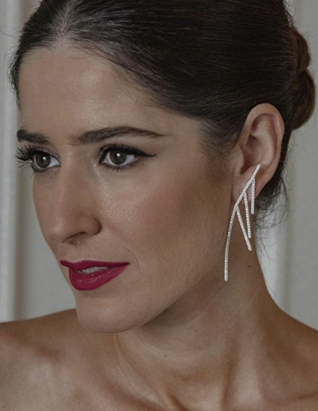 Long party earrings with rows of crystals-2