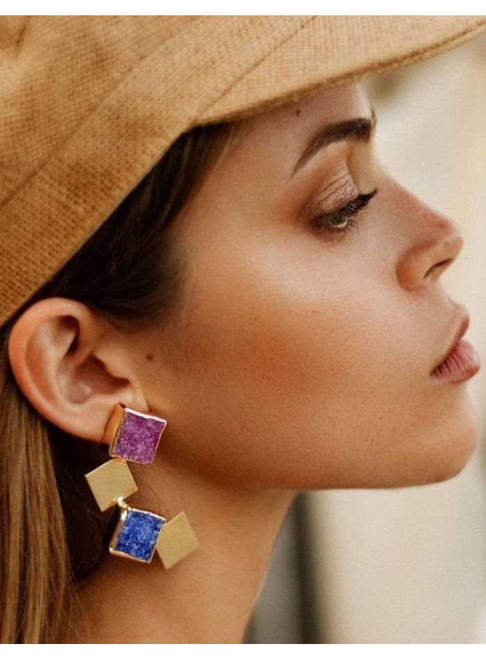 Boucles d'oreilles de fête plaquées or avec...