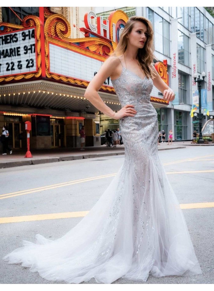 Long mermaid cut party dress combined with...