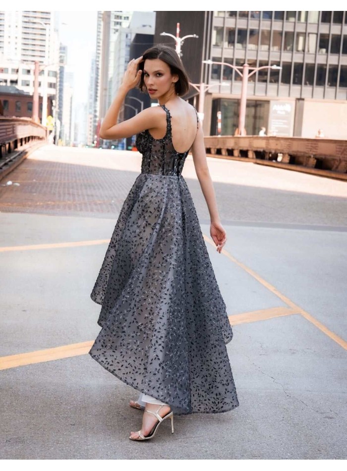 Midi party dress with corset bodice and...