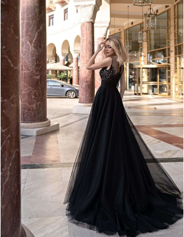 Robe de gala avec corsage brodé de strass et jupe maxi en...