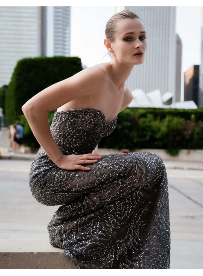 Robe longue de fête à coupe sirène avec...