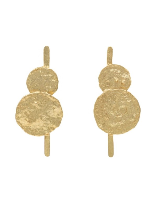 Gold-plated party earrings with circles and texture