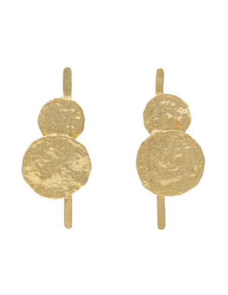 Gold-plated party earrings with circles and texture