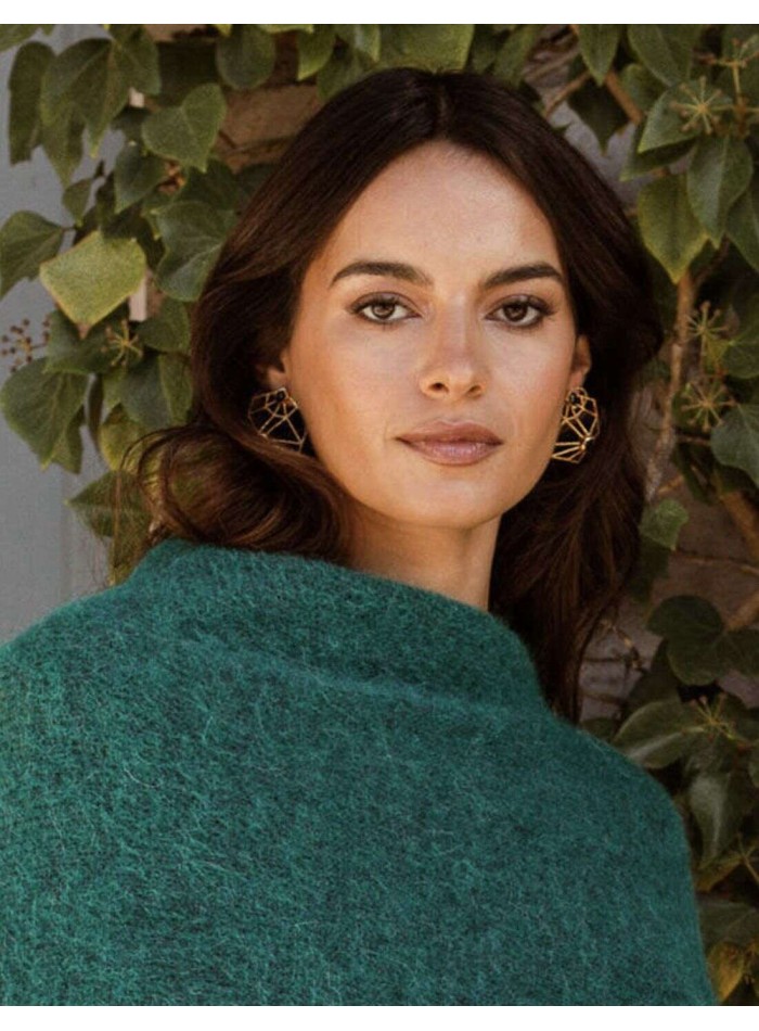 Boucle d'oreilles géométrique en plaqué or avec...