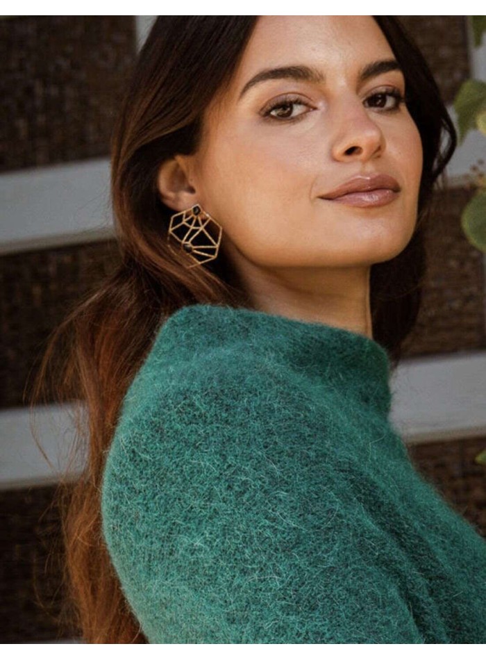 Boucle d'oreilles géométrique en plaqué or avec...