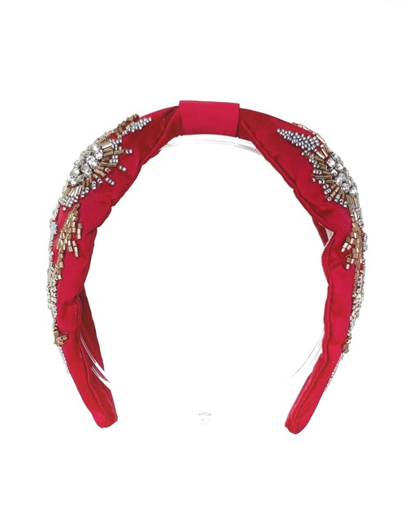 Handmade maroon rhinestone headband for guests 2