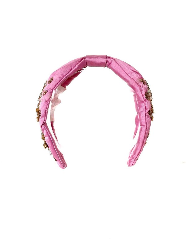 Pink Handmade rhinestone headband for guests 2