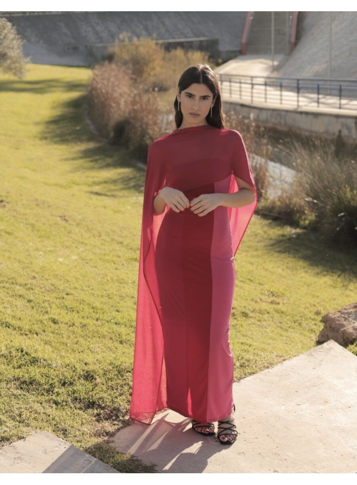 Multiposition red fine chiffon scarf