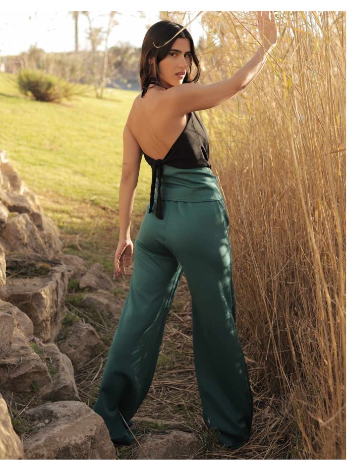 Long wide party pants with sash