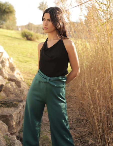 Long wide party pants with sash