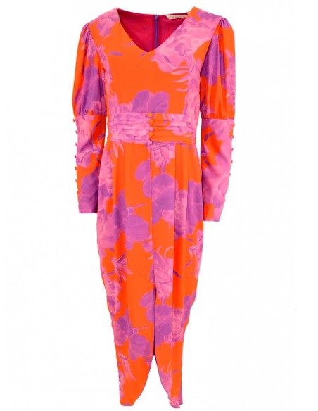Vibrant printed midi evening dress