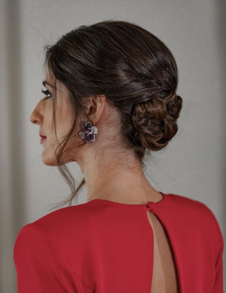 Amethyst earrings and white natural stones - Invitada Perfecta