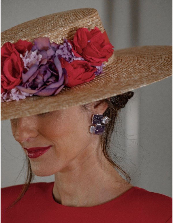 Amethyst earrings and white natural stones - Invitada...