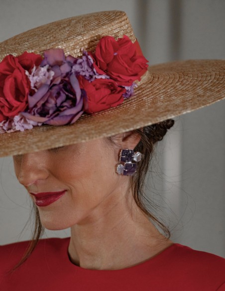 Pendientes amatista y piedra natural blanca - Invitada Perfecta