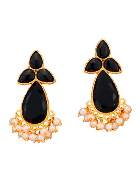 Earrings with natural stones and pearls