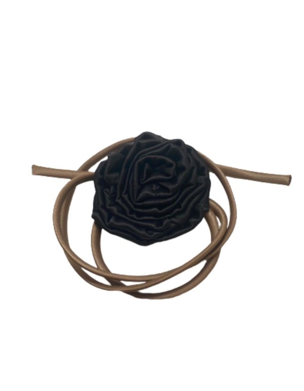 Brown party choker with flower embellishment and...