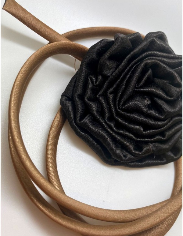 Brown party choker with flower embellishment and... 2