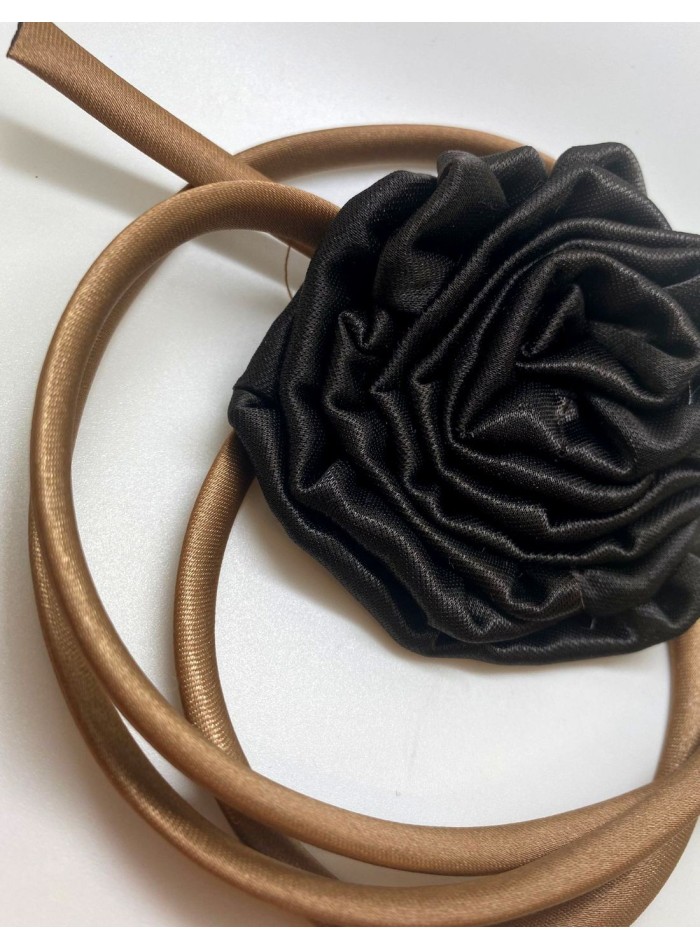Brown party choker with flower embellishment...