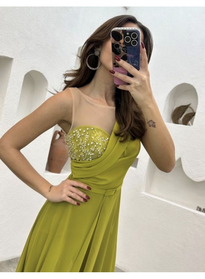 Party jumpsuit with cape and asymmetrical...