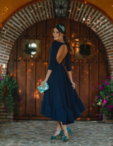 Robe de soirée midi avec dos ouvert - Invitada Perfecta