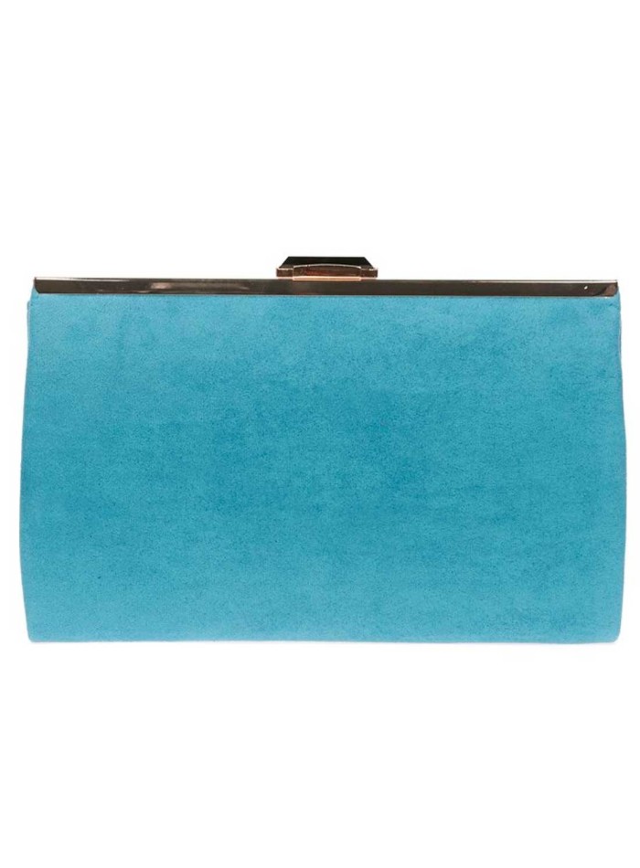 Suede party clutch with rhinestone fastening