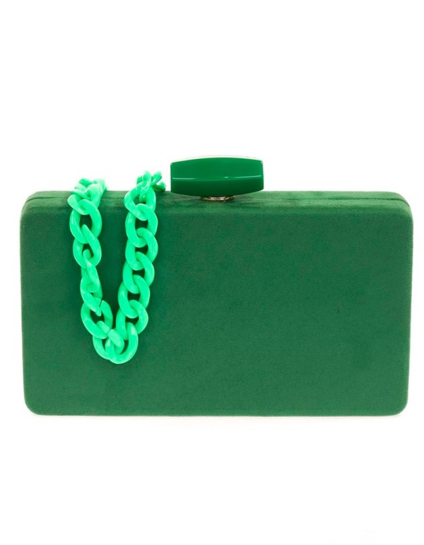 Suede evening clutch bag with a double handle option