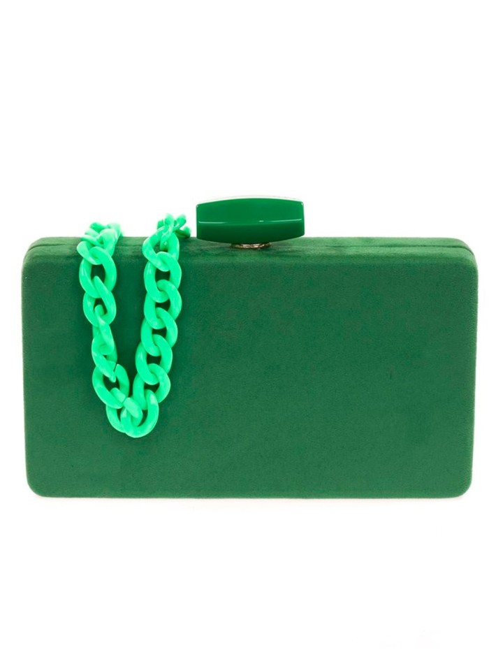 Suede evening clutch bag with a double handle option