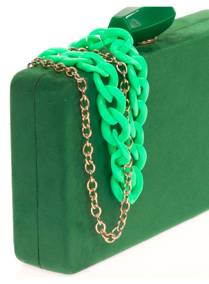 Suede evening clutch bag with a double handle...