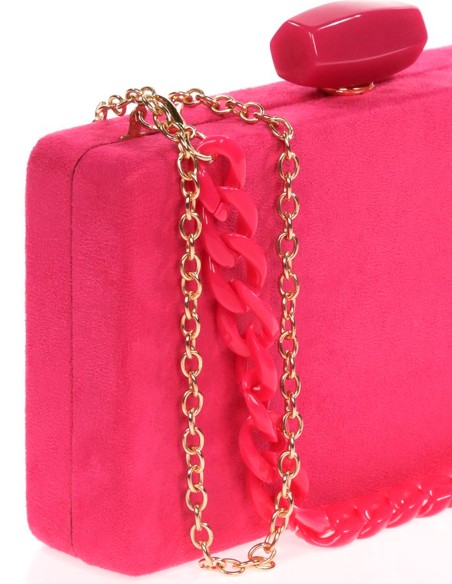 Suede evening clutch bag with a double handle option