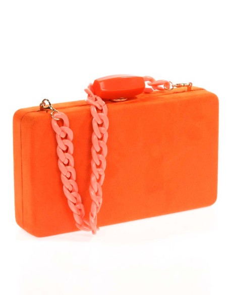 Suede evening clutch bag with a double handle option