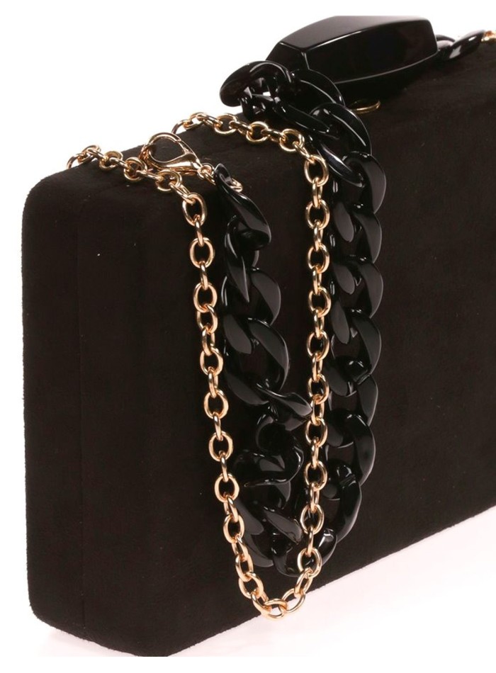 Suede evening clutch bag with a double handle...
