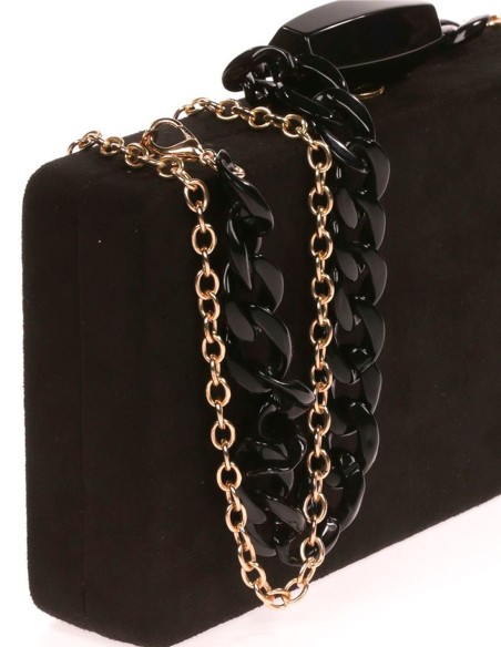 Suede evening clutch bag with a double handle option