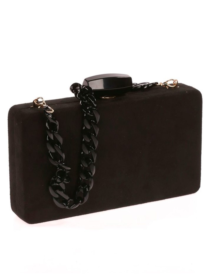 Suede evening clutch bag with a double handle...