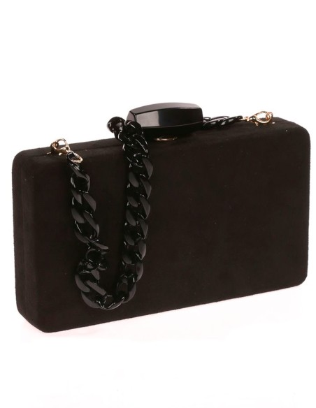Suede evening clutch bag with a double handle option