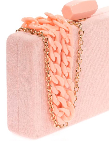 Suede evening clutch bag with a double handle option