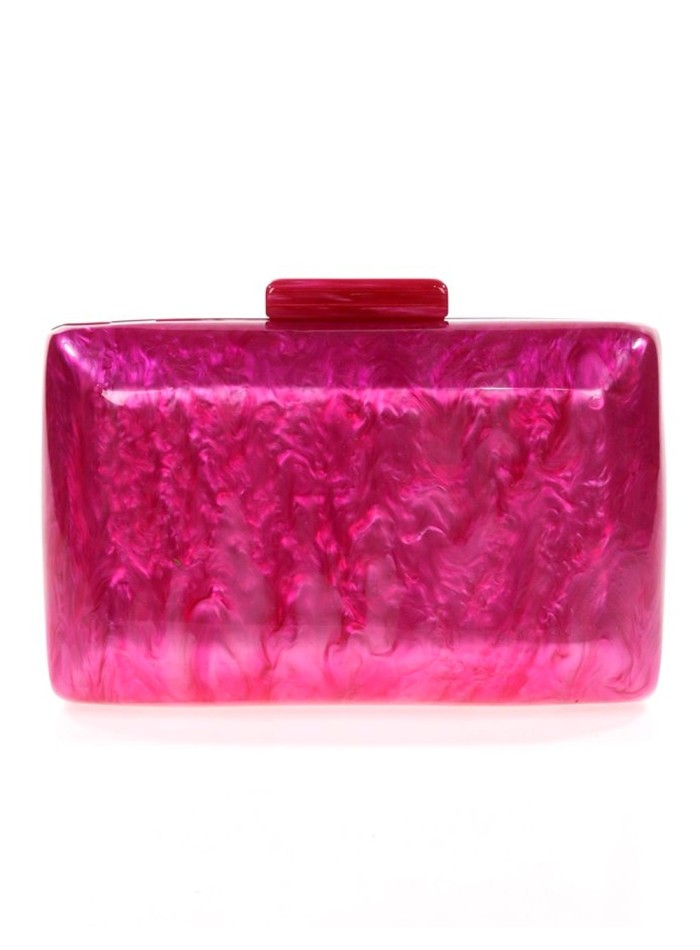 Pearly evening clutch bag with rounded edges pink