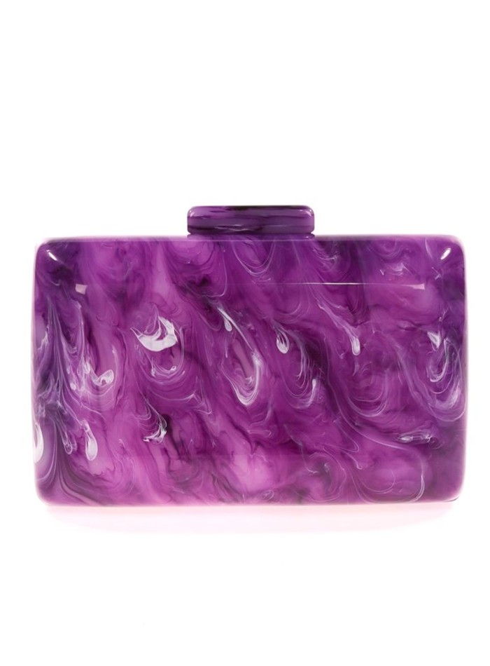 Pearly evening clutch bag with rounded edges pink