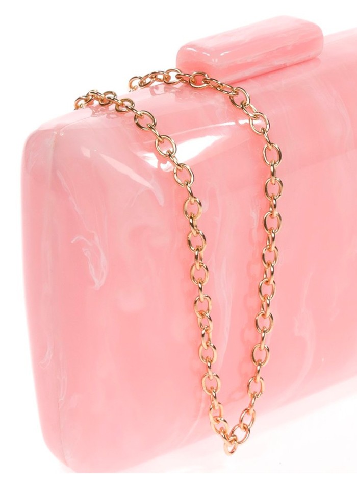 Pearly evening clutch bag with rounded edges